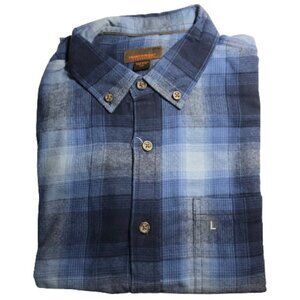 🛒 $15 NORTHWEST TERRITORY Blue Button Up Flannel Plaid Long Sleeve NWT
